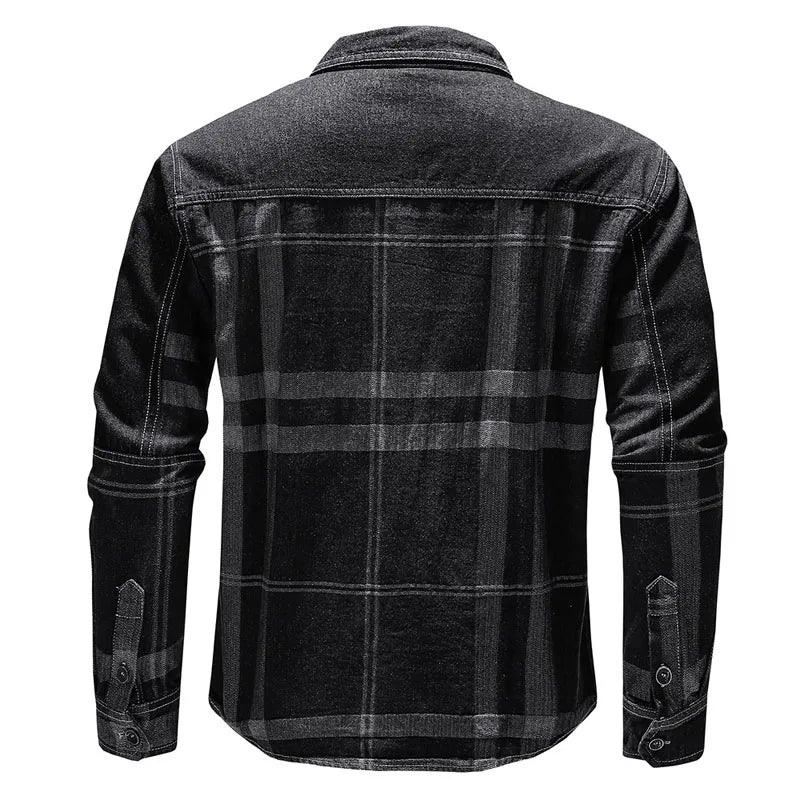 Darell | Herre Denim Overshirt med Ternet Mønster