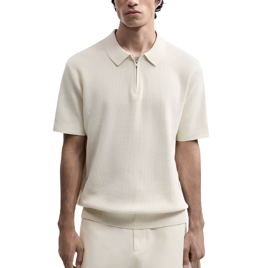 Santino™ | Finstrikket Herre Poloshirt med Halv Lynlås | Smart Casual Polo med Korte Ærmer og Moderne Polokrave
