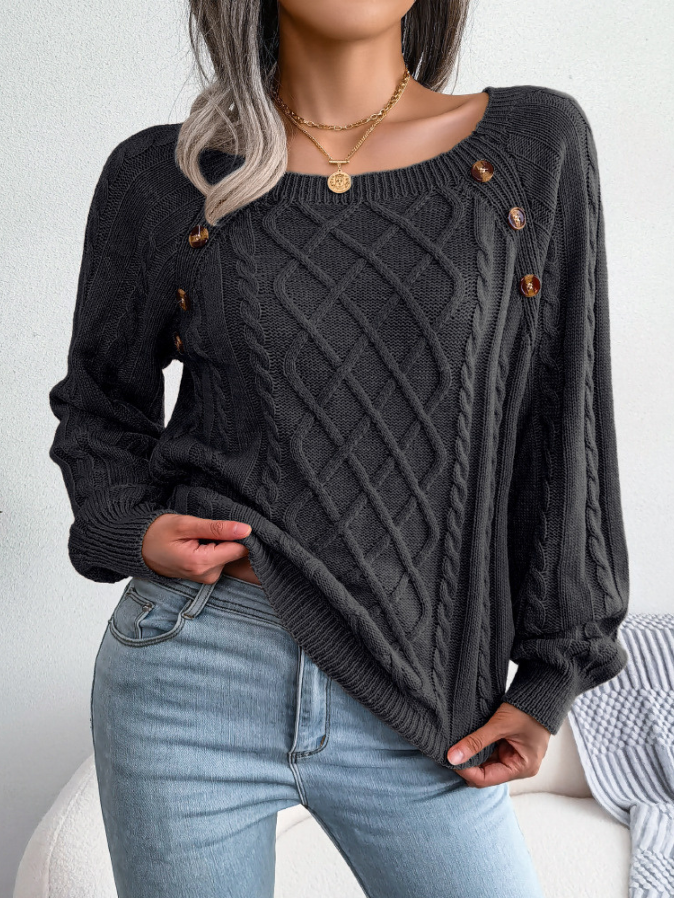 Élodie | Kabelstrikket Sweater Damer