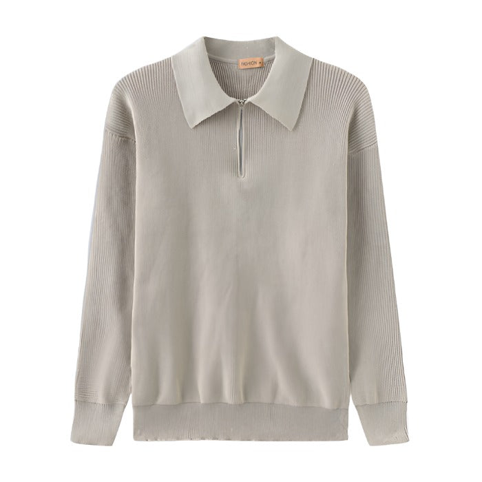 Lucas™ | Herre Striktrøje med Half-Zip | Varm Ribstruktur & Stilfuld Ståkrave