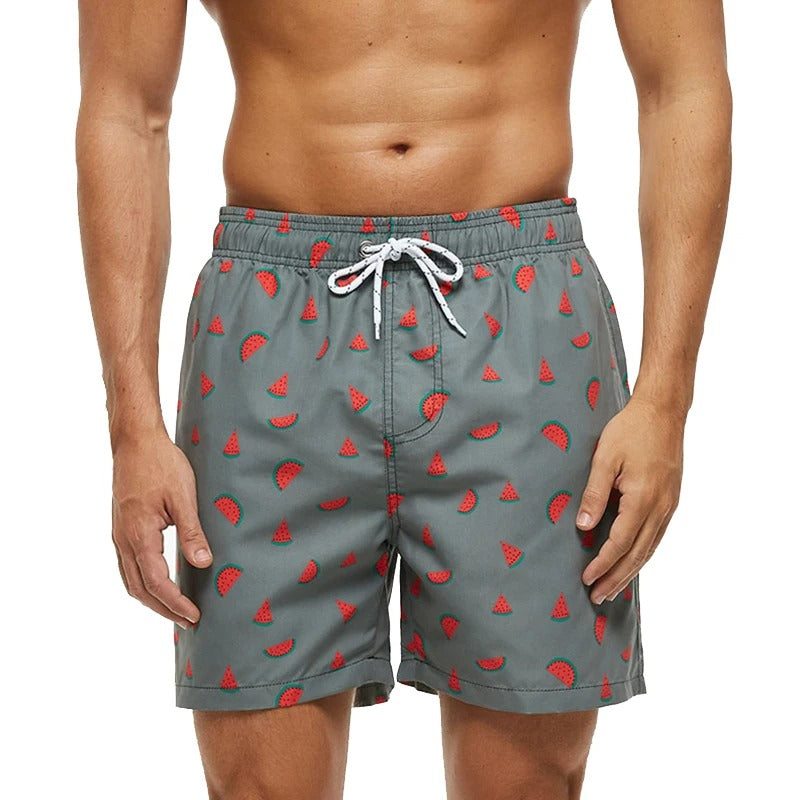 Lazaro™ | Herrer Badebukser med Tropisk Ananasprint | Hurtigttørrende Badeshorts med Snøre og Sidelommer