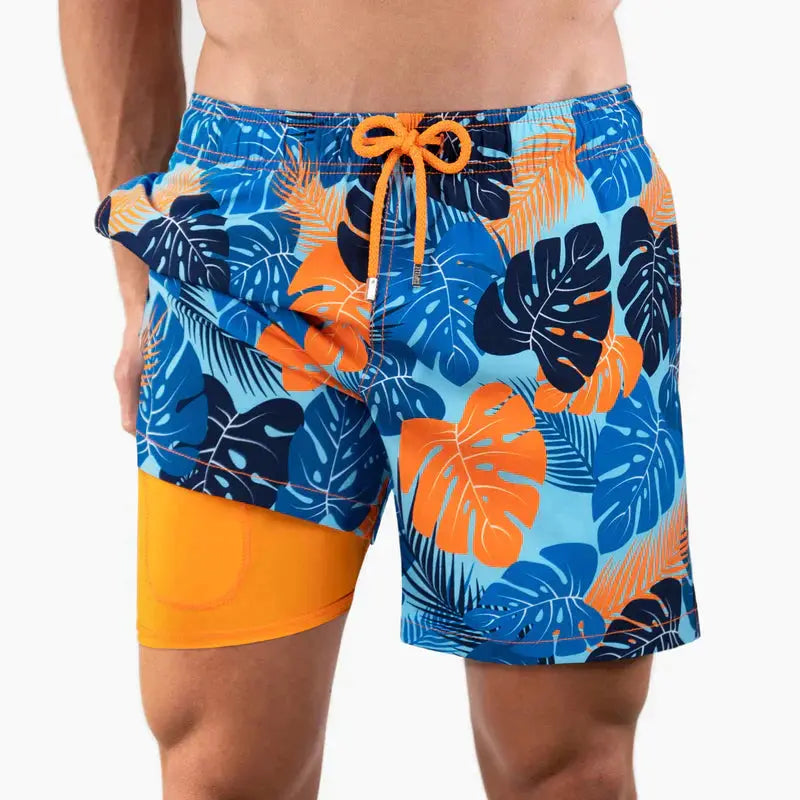 Thiago™ | Herrer Badebukser med Indershorts | Anti-Gnidning Badeshorts med Tætsiddende Foring og Hurtigttørrende Materiale