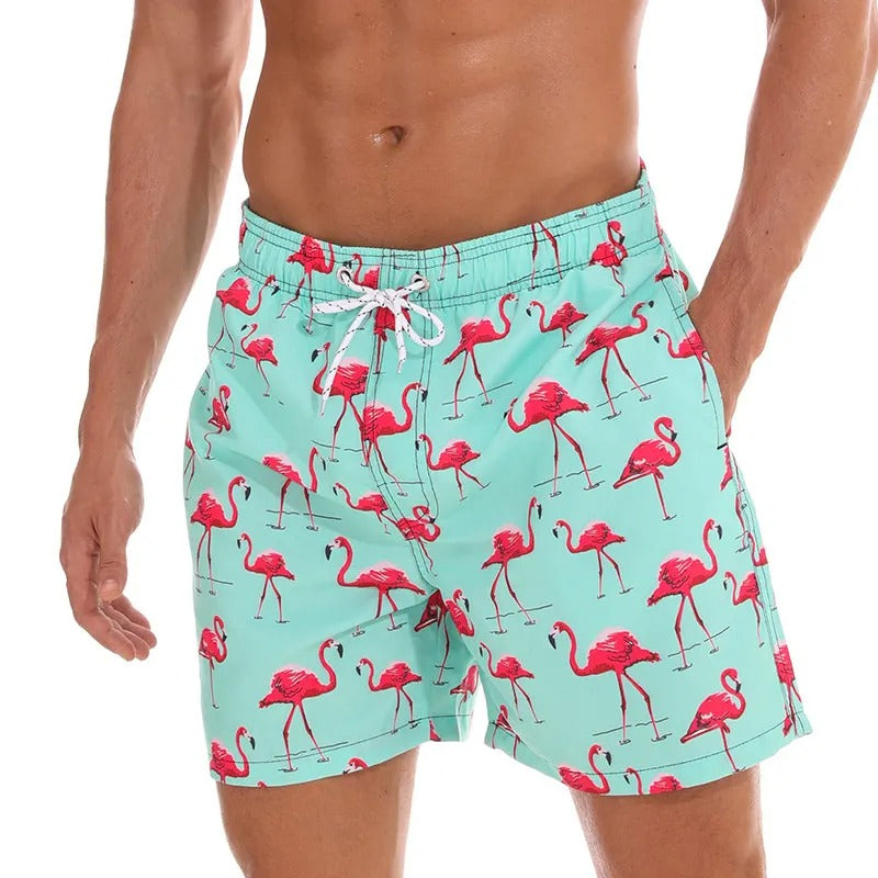 Lazaro™ | Herrer Badebukser med Tropisk Ananasprint | Hurtigttørrende Badeshorts med Snøre og Sidelommer