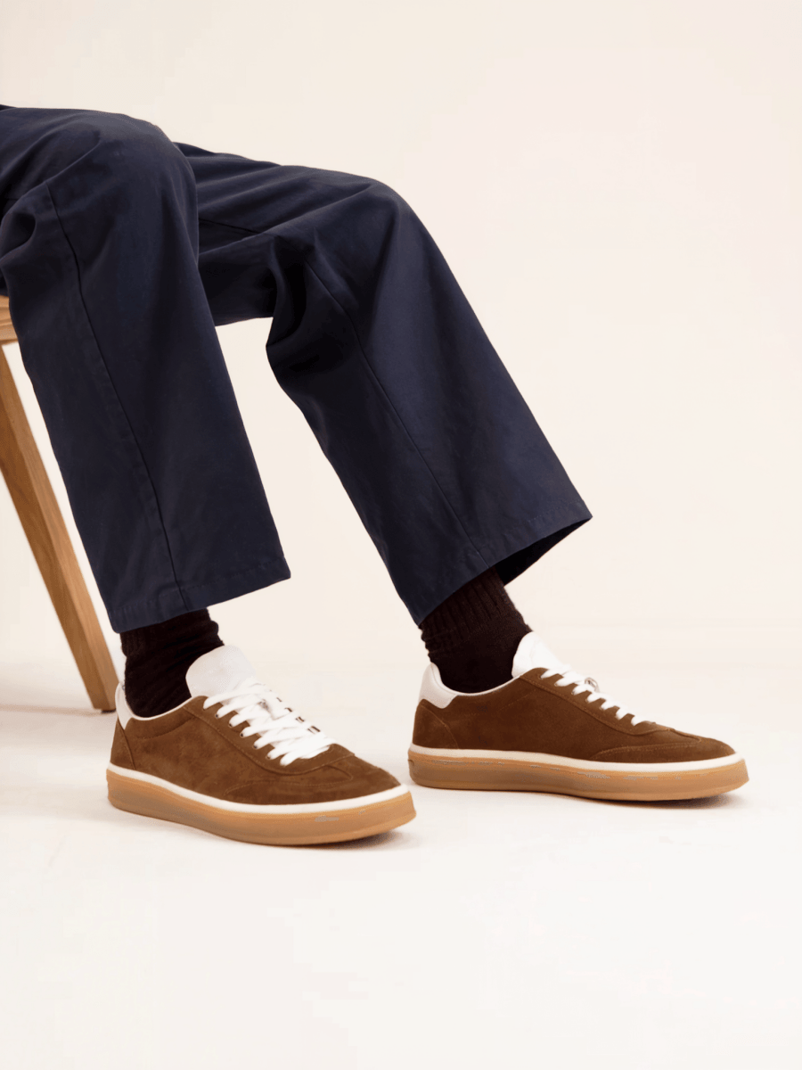 Renzo™ | Herrer Ruskind Sneakers | Klassiske Lave Sko med Retro Sål