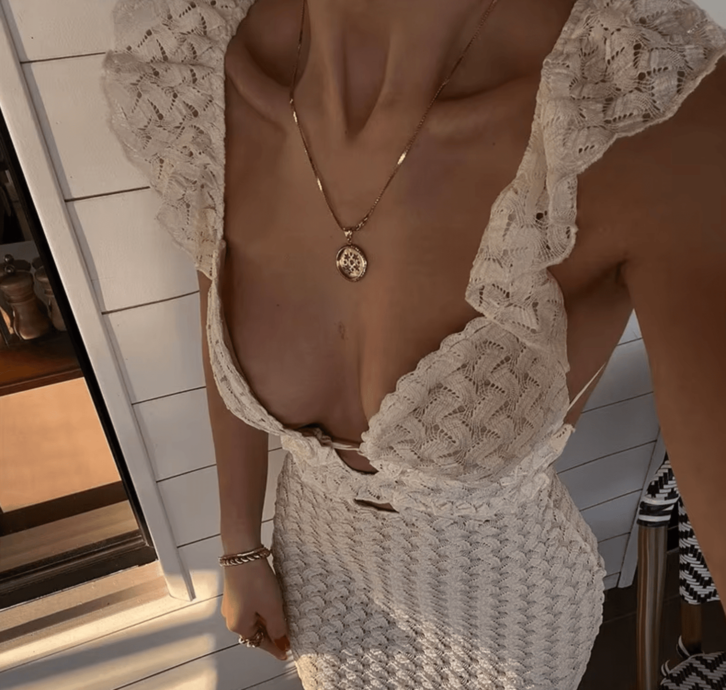 Marianne™ | Damer Hæklet Maxi Kjole | Elegant Sommerkjole med Åben Ryg & Raffineret Boho Stil