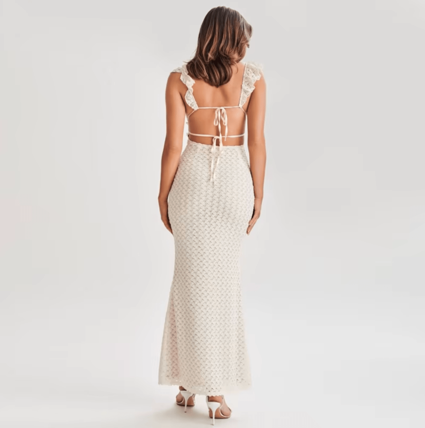 Marianne™ | Damer Hæklet Maxi Kjole | Elegant Sommerkjole med Åben Ryg & Raffineret Boho Stil
