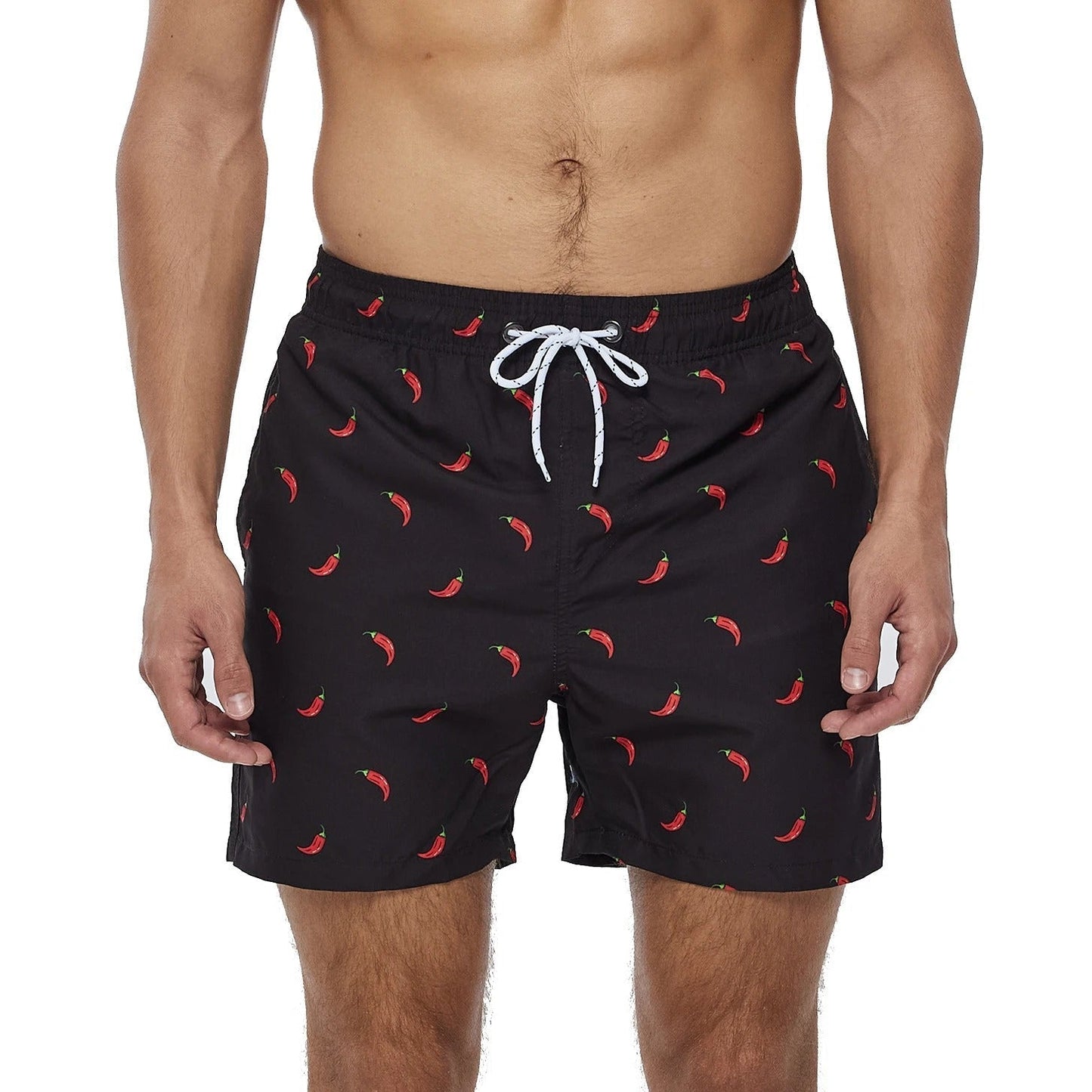 Lazaro™ | Herrer Badebukser med Tropisk Ananasprint | Hurtigttørrende Badeshorts med Snøre og Sidelommer