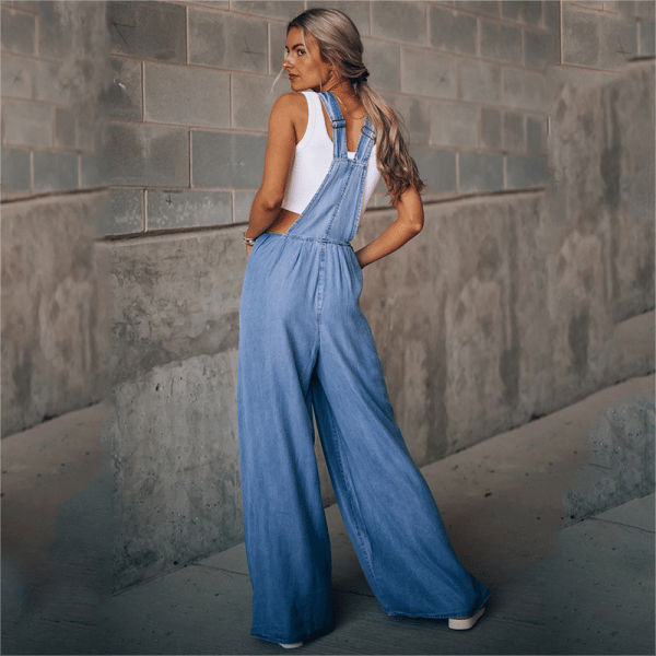 Mireya™ | Damer Denim Jumpsuit med Vide Ben | Boheme Jeans Overall med Justerbare Stropper og Afslappet Pasform