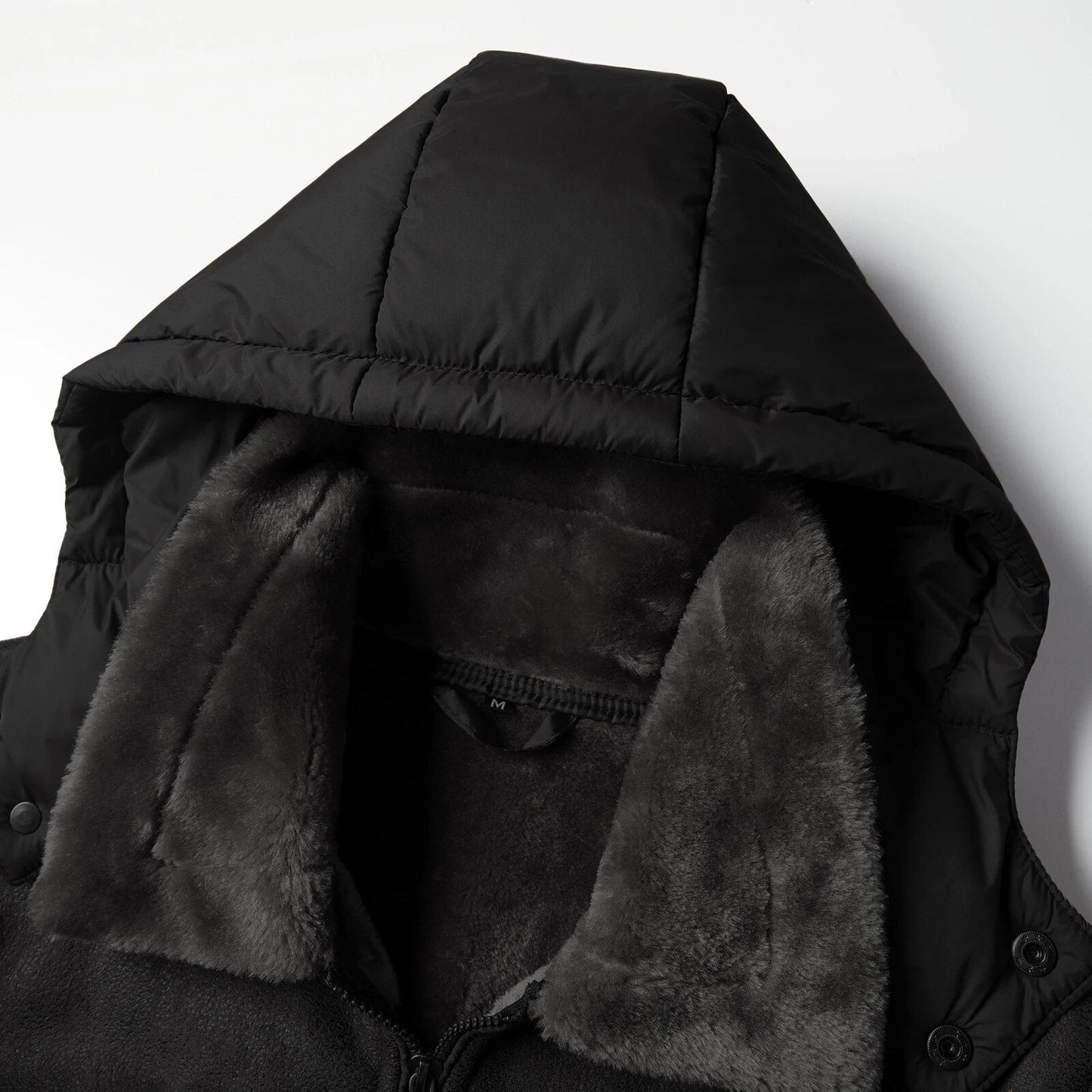 Oscar™ | Herrer Foret Vinterjakke Med Aftagelig Hætte Og Pelskrave | Varm Vatteret Bomberstil Med Imiteret Læder Og Ruskindslook