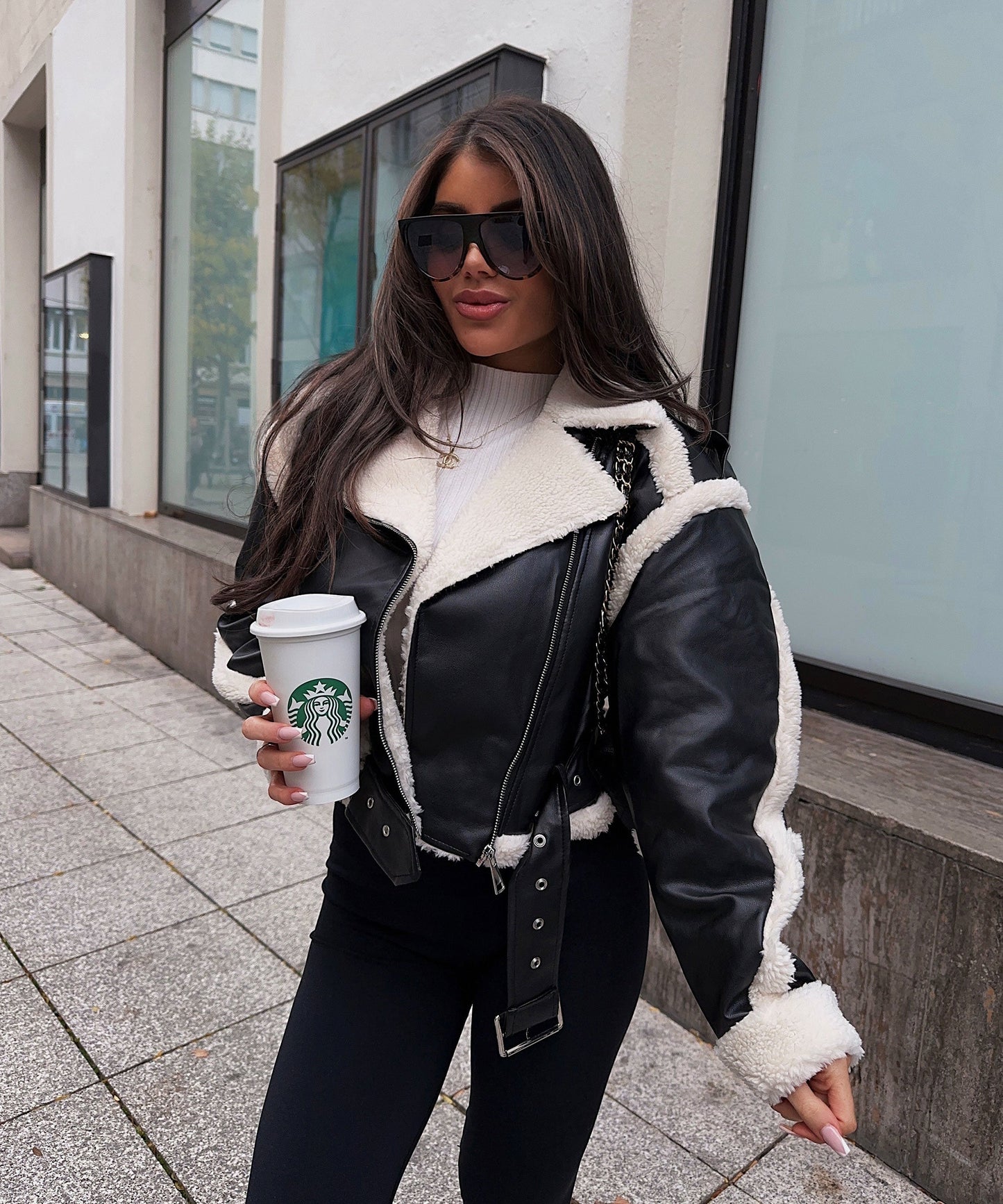 Alvéra | Shearling Bikerjakke