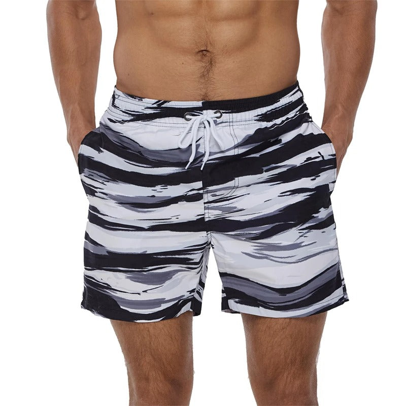 Lazaro™ | Herrer Badebukser med Tropisk Ananasprint | Hurtigttørrende Badeshorts med Snøre og Sidelommer