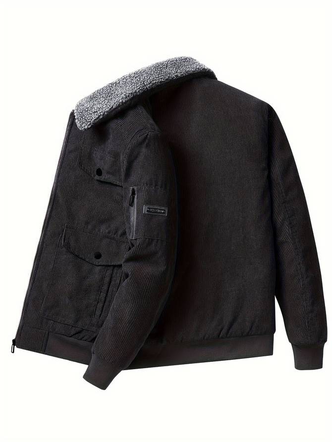 Torron™ | Herrer Jakke I Fløjl Med Teddyfor Og Pelskrave | Varm Vintage Bomberstil