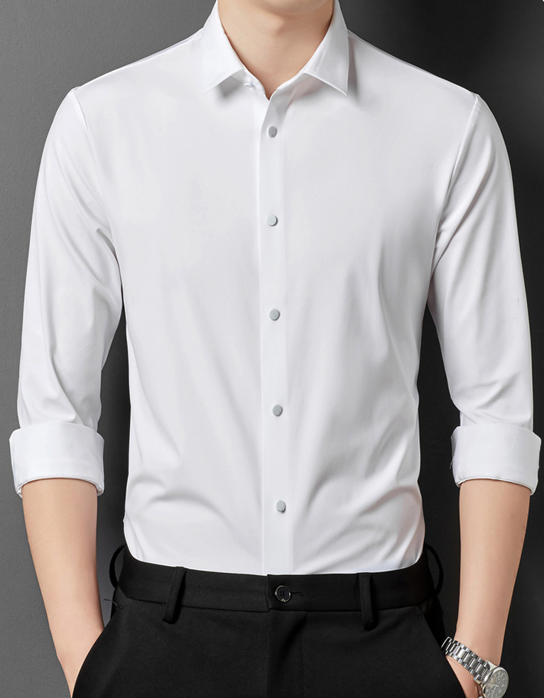 Dario | Stretch Slim Fit Skjorte Herre Med Skjult Knaplukning
