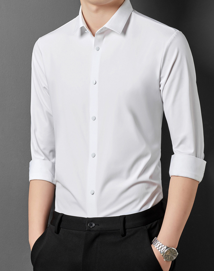 Dario | Stretch Slim Fit Skjorte Herre Med Skjult Knaplukning
