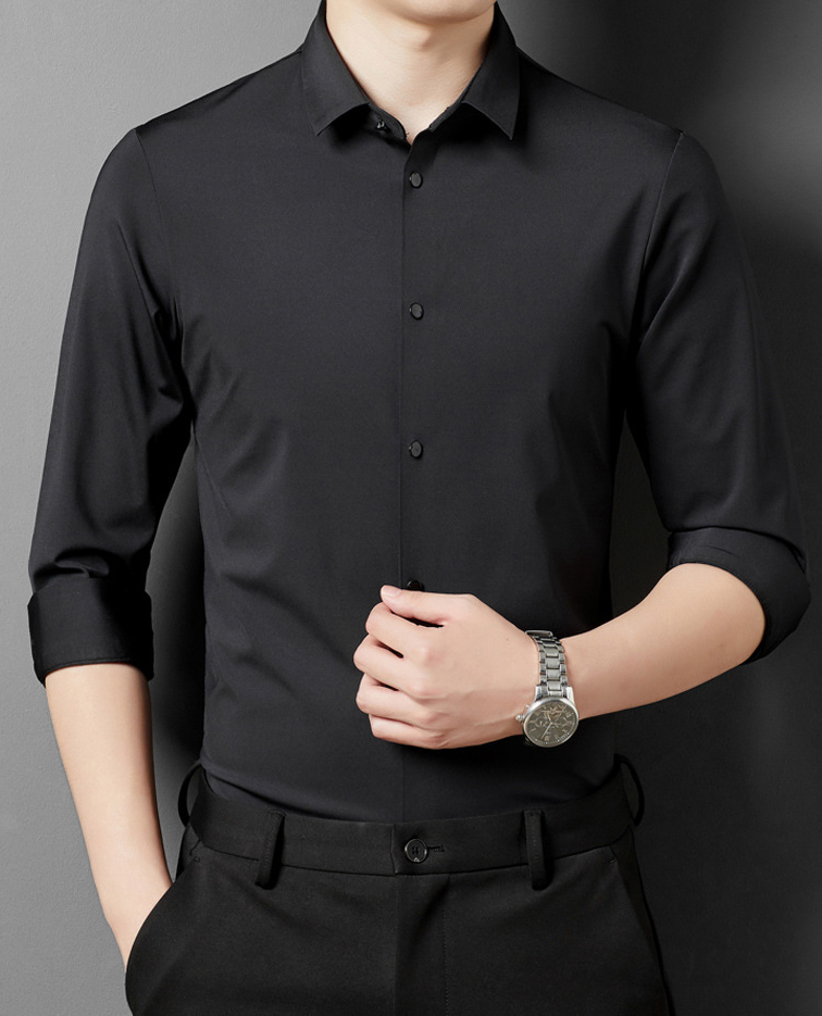 Dario | Stretch Slim Fit Skjorte Herre Med Skjult Knaplukning