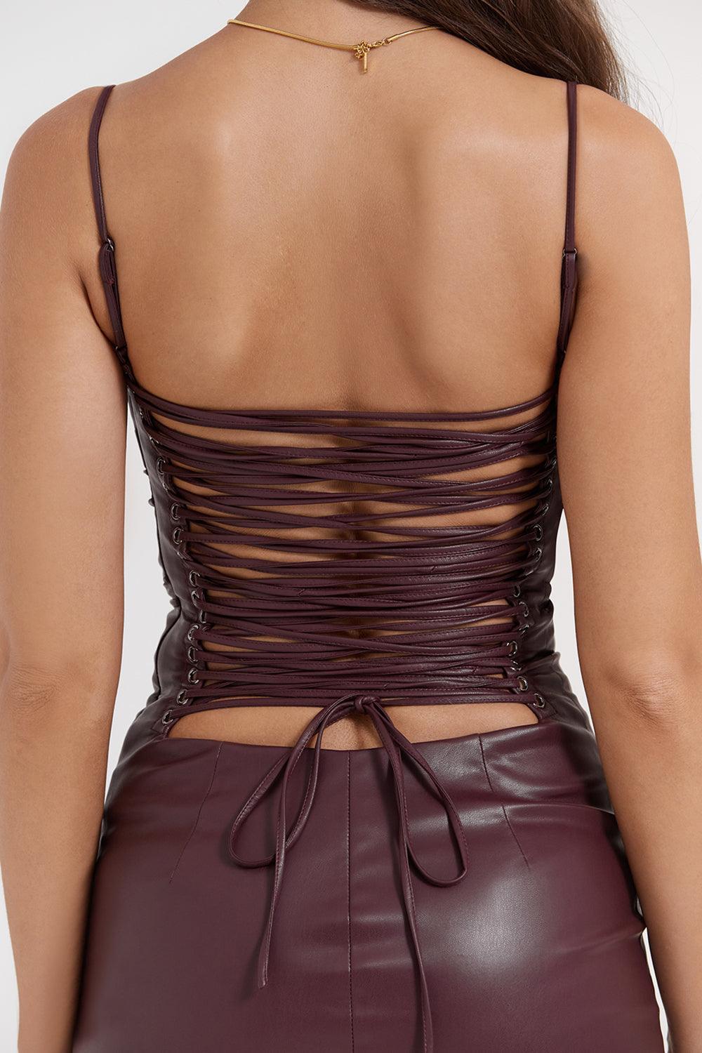 Valena | Bodycon Midi-Kjole i Vegansk Læder til Damer