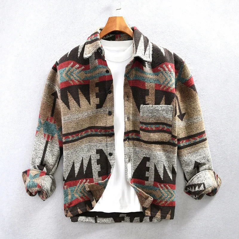 Victor™ | Herrer Aztec Flannel Overskjorte | Varm Vintage Stil med Unikt Retro Print