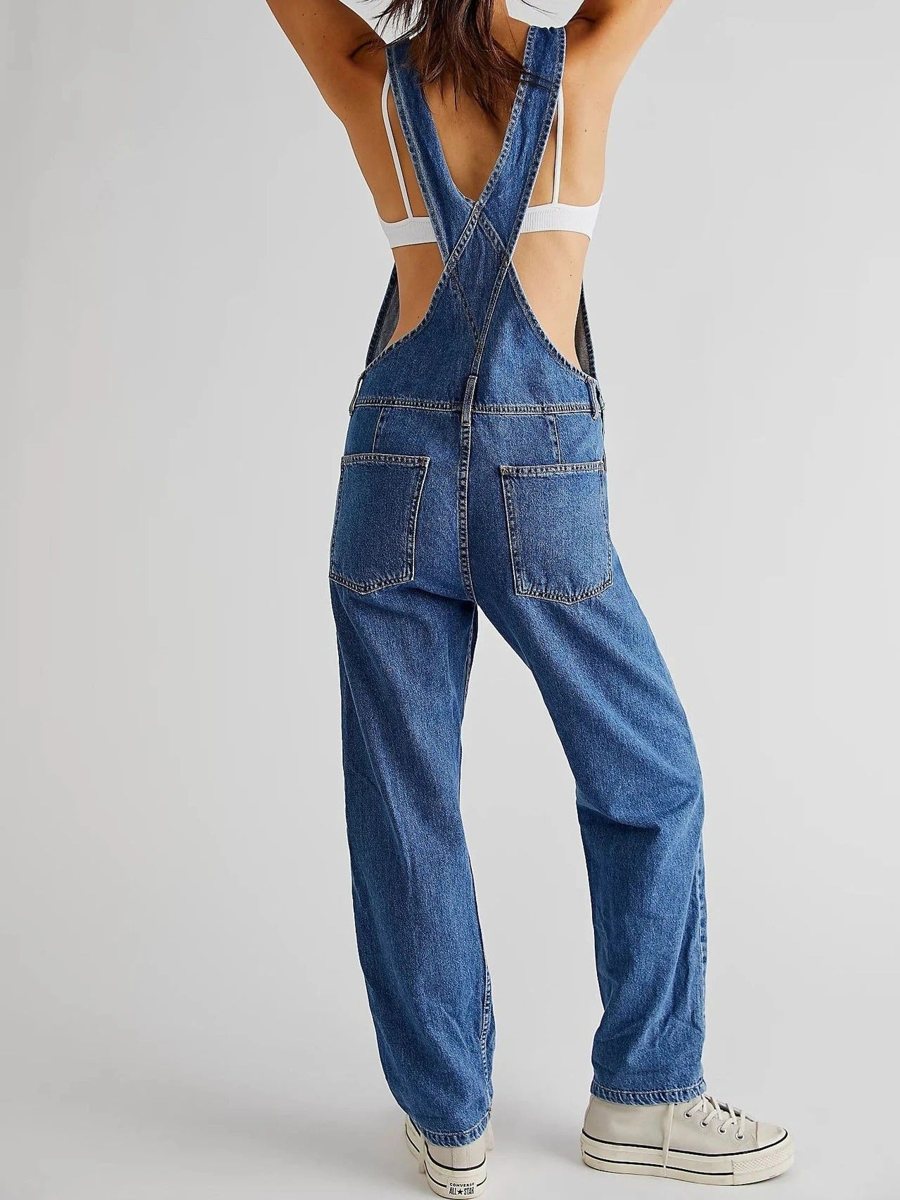 Rowena™ | Damer Denim Overalls | Vintage Jeans Overall med Justerbare Stropper og Lige Ben