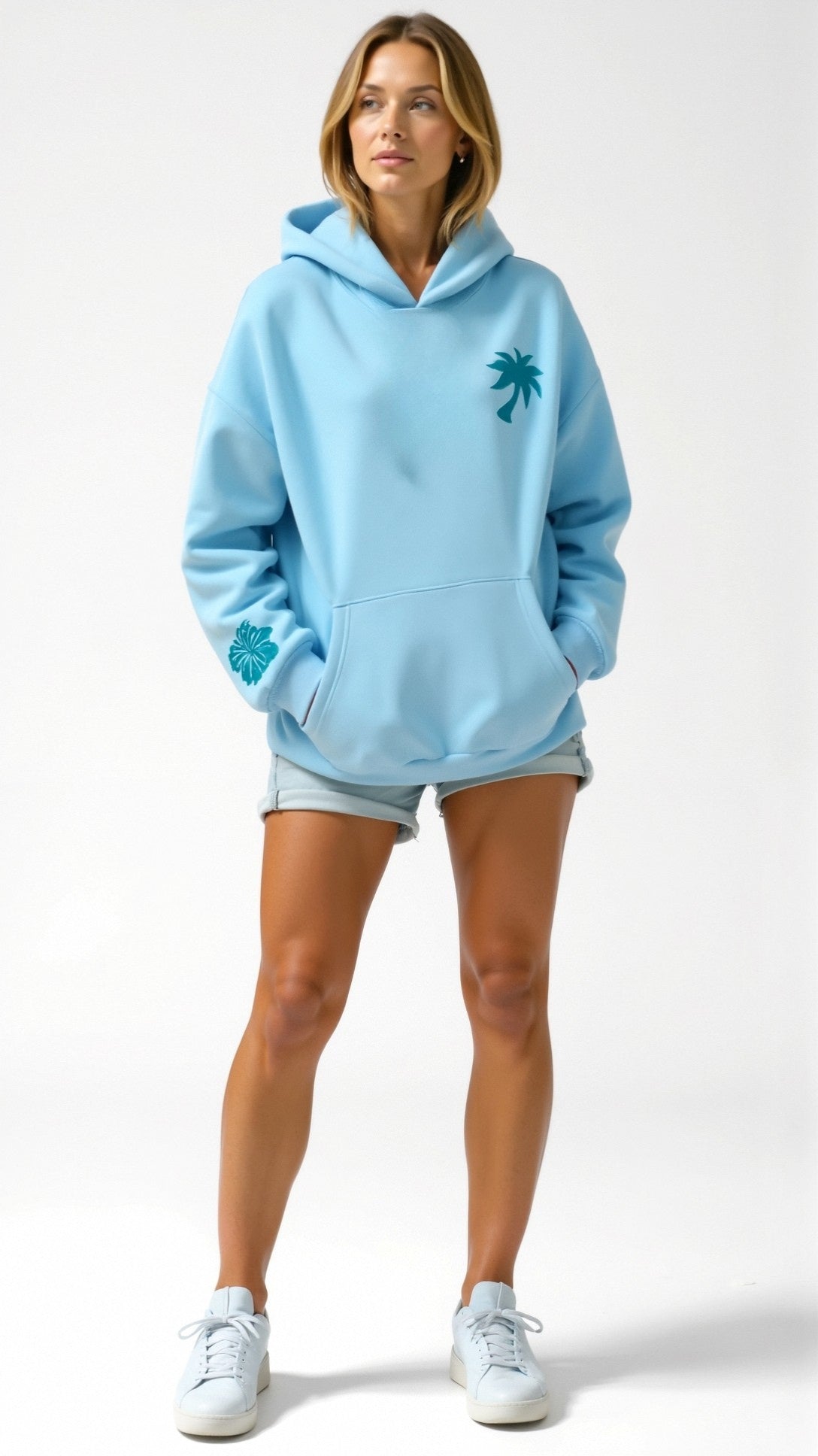 Isla | Oversized Hoodie Damer Med Palmeprint og Rygdesign
