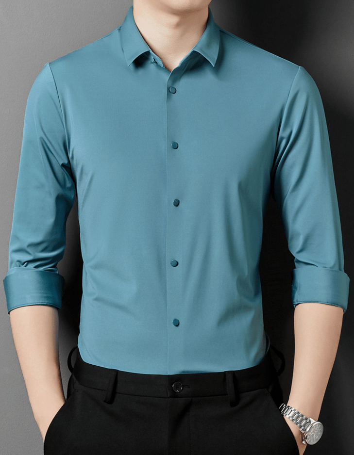 Dario | Stretch Slim Fit Skjorte Herre Med Skjult Knaplukning