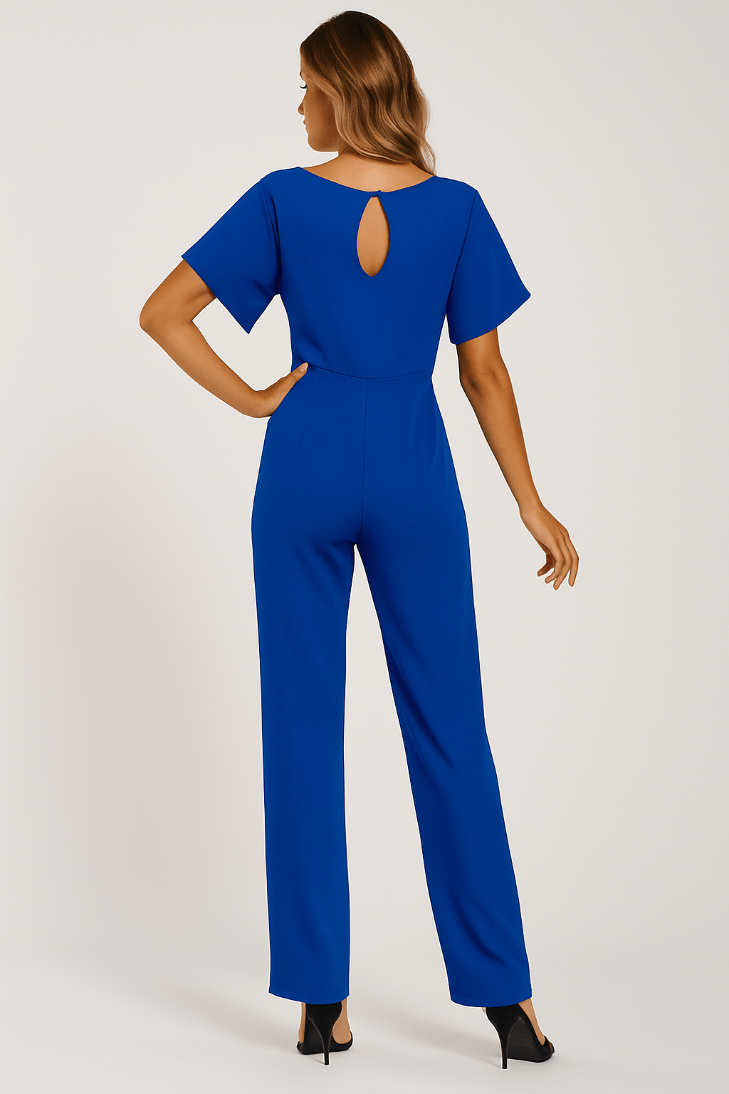Éliane | Elegant Jumpsuit Med Bindebælte Og Korte Ærmer Damer