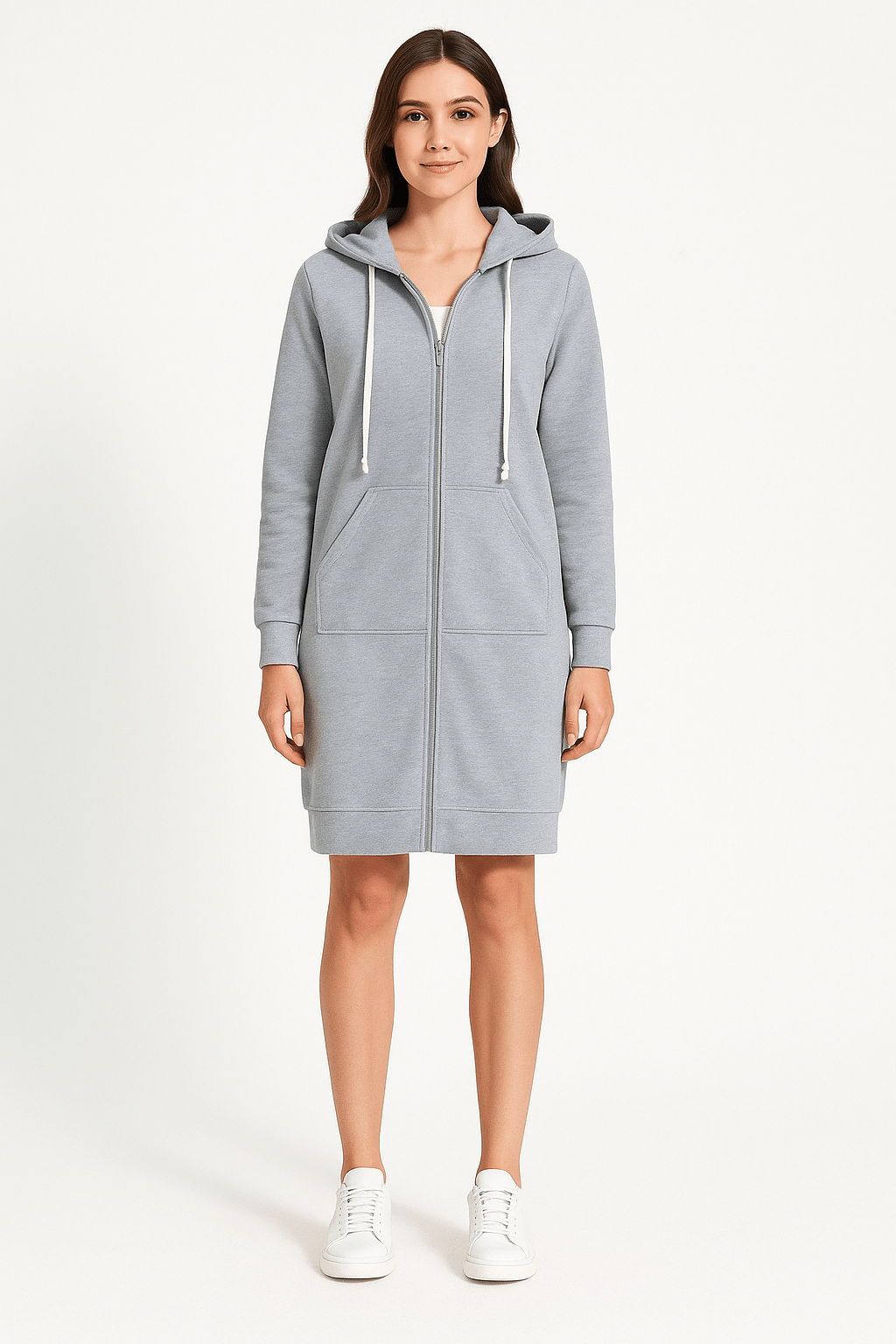 Mirella | Lang Hættetrøje med Lynlås til Damer til Komfortable & Varme Casual Looks