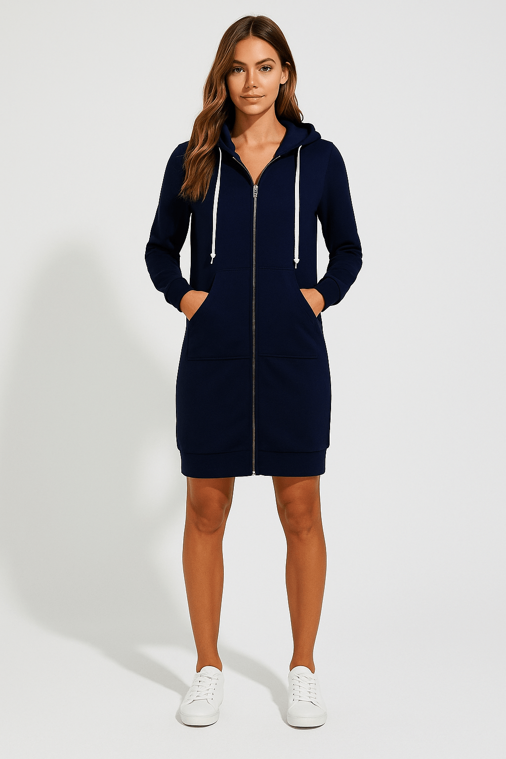 Mirella | Lang Hættetrøje med Lynlås til Damer til Komfortable & Varme Casual Looks