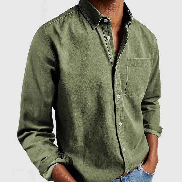 Noah | Casual Bomuldsskjorte til Herrer med Lange Ærmer og Button-Down Krave