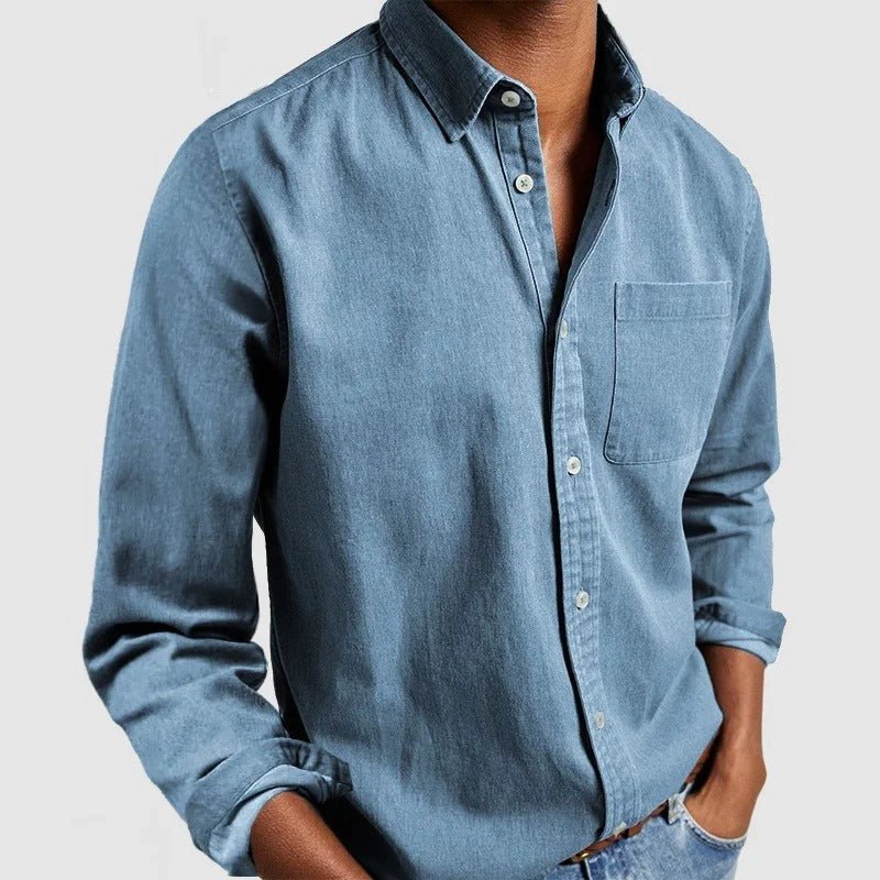 Noah | Casual Bomuldsskjorte til Herrer med Lange Ærmer og Button-Down Krave
