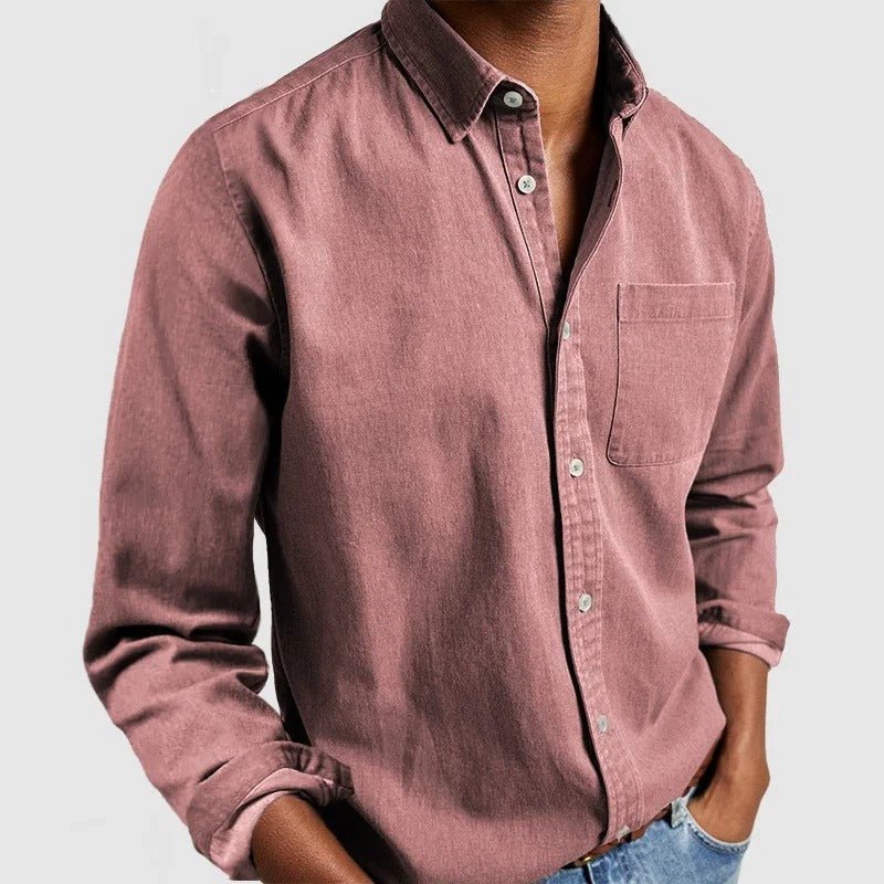 Noah | Casual Bomuldsskjorte til Herrer med Lange Ærmer og Button-Down Krave