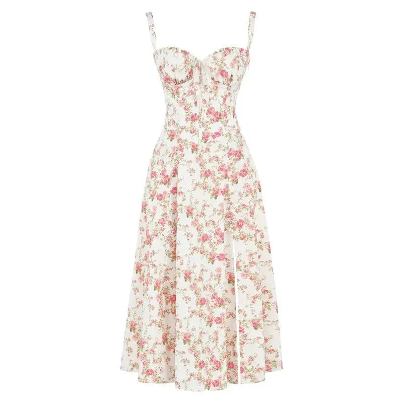 Vivianne | Bustier Midikjole Med A-Linje Nederdel Og Struktureret Overdel Damer