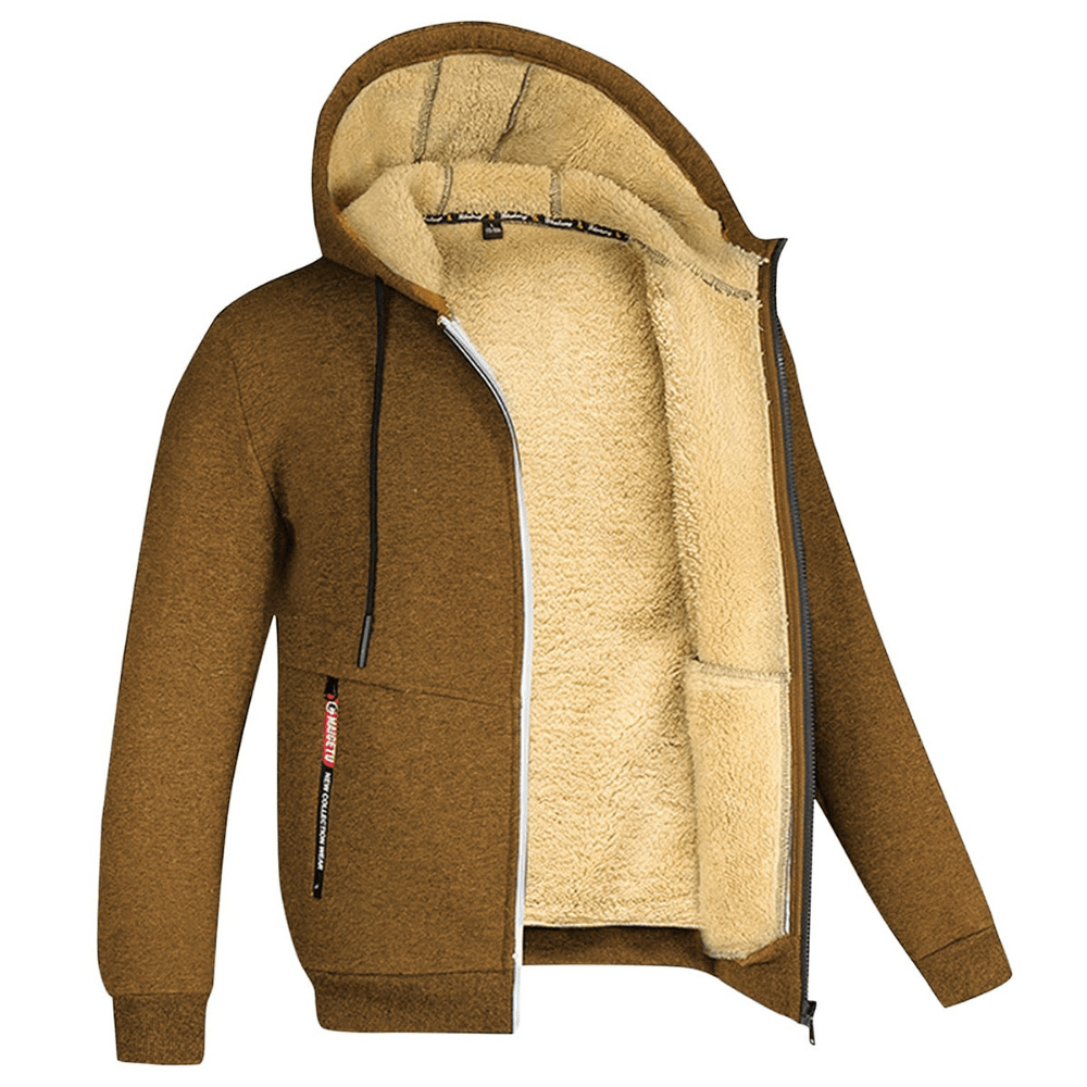 Branick | Varm Hoodie Med Teddyfór Og Lynlås Herrer