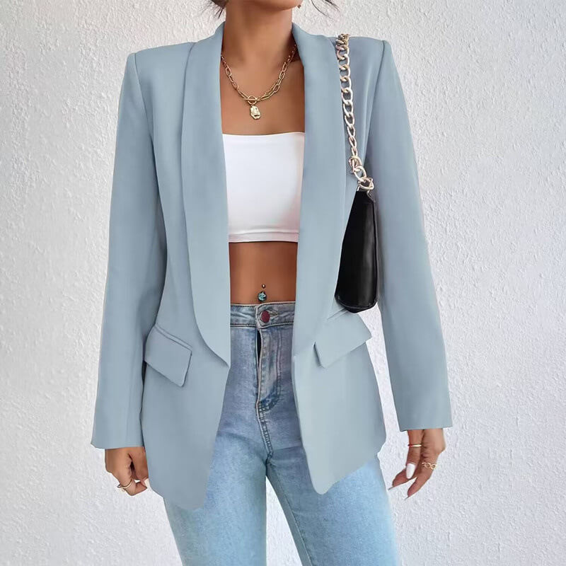Valeria | Taljeret Åben Blazer til Damer Uden Knapper – Stilfuld og Alsidig