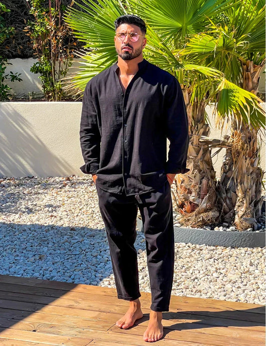 Berlin™ | Herrer Linned-Bomuldssæt med Elegant Top og Matchende Bukser