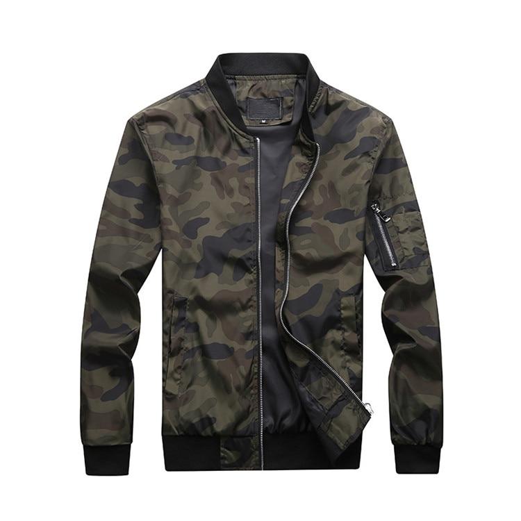 Björn™ | Herrer Camouflage Bomberjakke Med Lynlås Og Ærmelomme | Let Vindafvisende Streetwear Mellemsæson Jakke