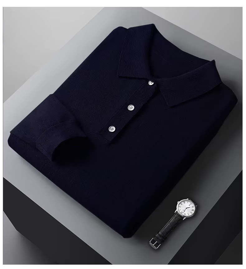 Lucas™ | Heren Gebreide Polo met Lange Mouwen | Luxe Fijngebreide Smart Casual Knitwear