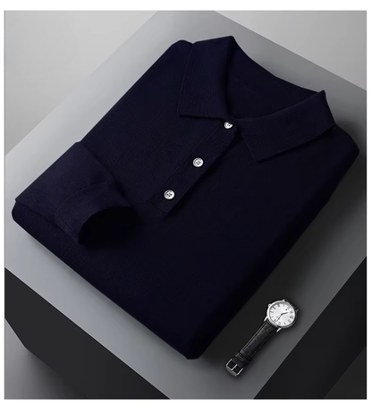 Lucas™ | Heren Gebreide Polo met Lange Mouwen | Luxe Fijngebreide Smart Casual Knitwear
