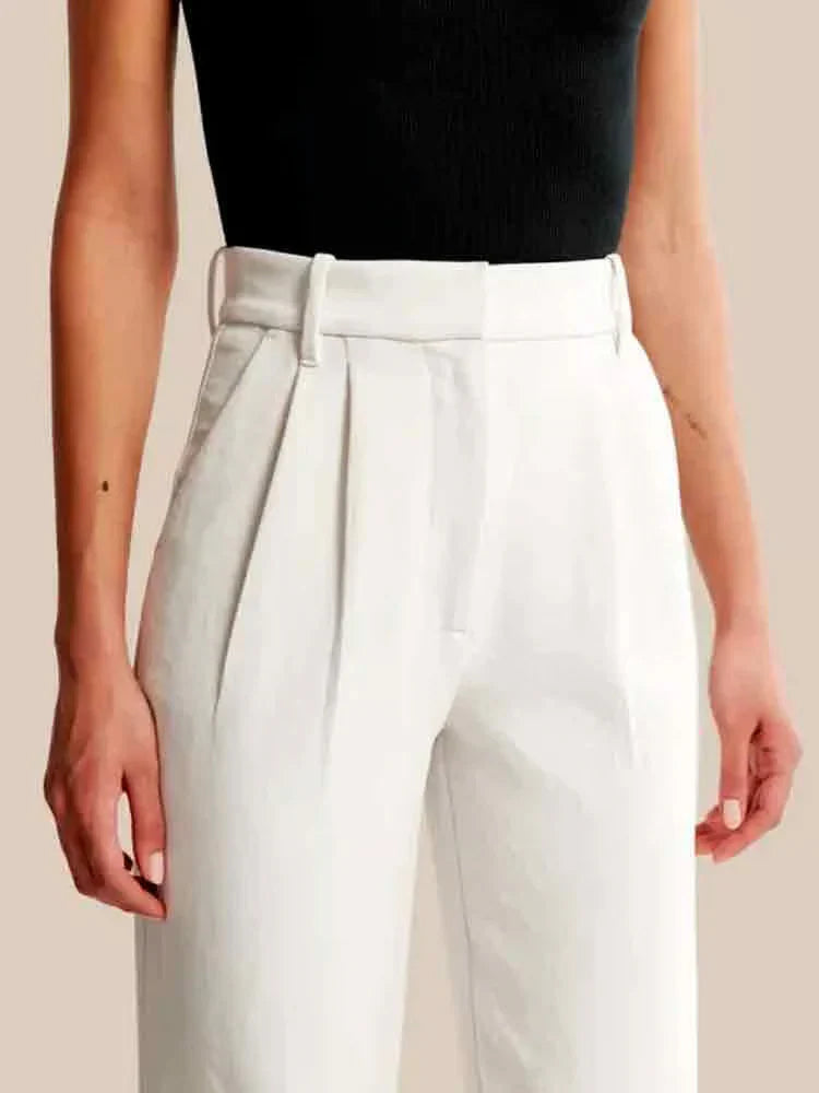 Valentina | Beige Wide-Leg Bukser Damer