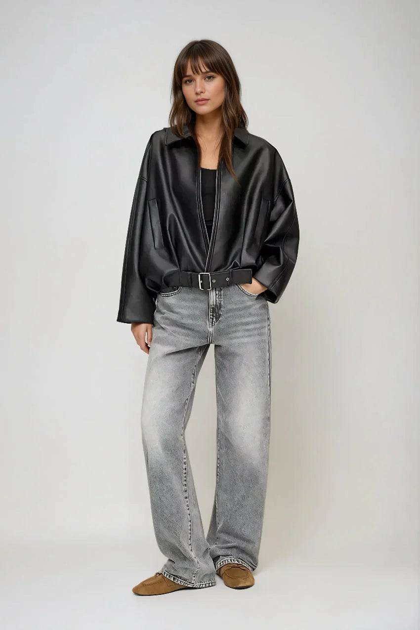 Mirella | Oversized Læderjakke