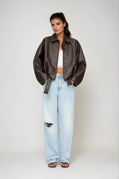 Mirella | Oversized Læderjakke