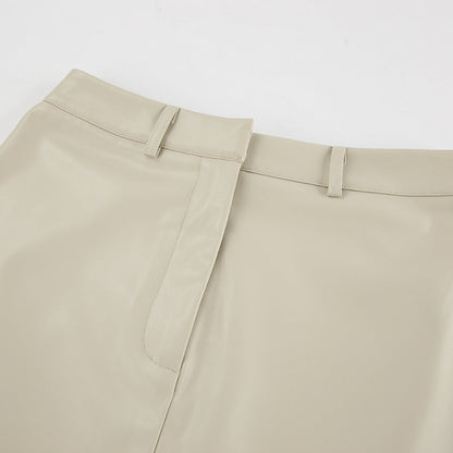 Soraya™ | Damer High-Waist Læder Maxi Nederdel med Slids | Lædernederdel med Tætsiddende Pasform