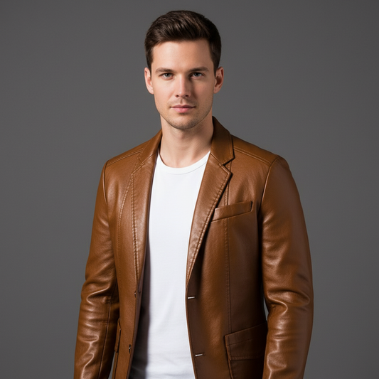 Lucenzo | Læderlook Blazer