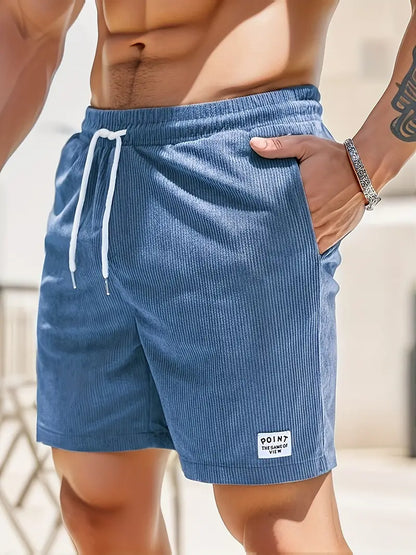 Thiago™ | Herrer Sommer Shorts i Ribbede Stof med Elastisk Talje og Snøre | Komfortable Loungewear Shorts