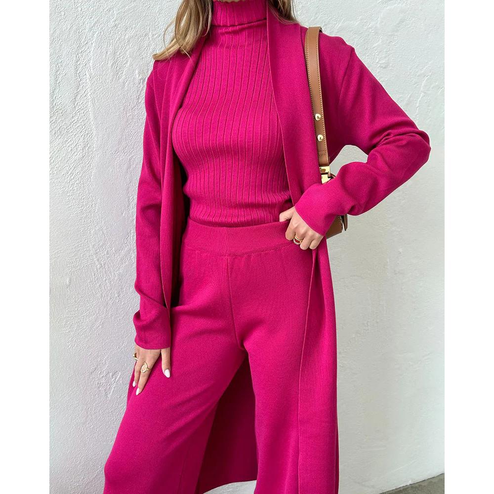 Roxy™ | Damer Luksuriøst 3-delt Strik Co-Ord Sæt | Blødt & Strækbart