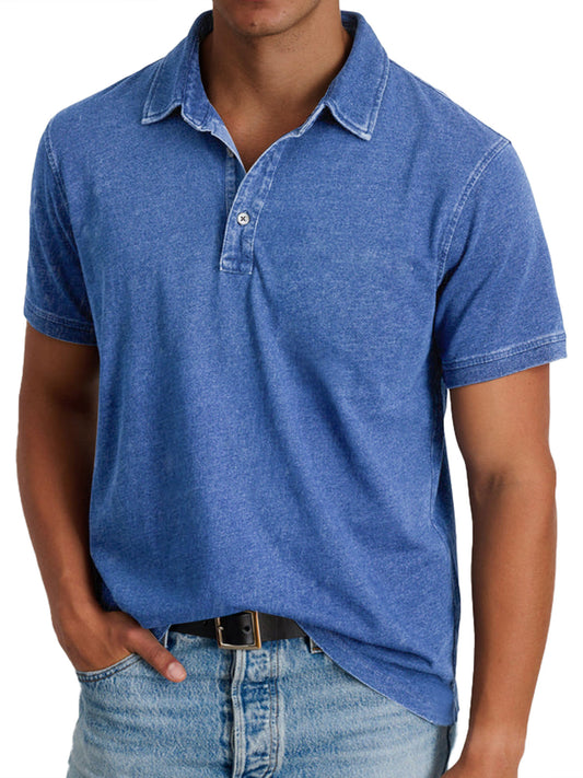 Rocco™ | Herre Bomulds Polo med Korte Ærmer | Komfortabel Vintage Washed Casual Polo til Sommer og Hverdag