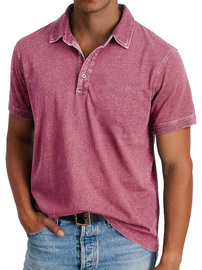 Rocco™ | Herre Bomulds Polo med Korte Ærmer | Komfortabel Vintage Washed Casual Polo til Sommer og Hverdag