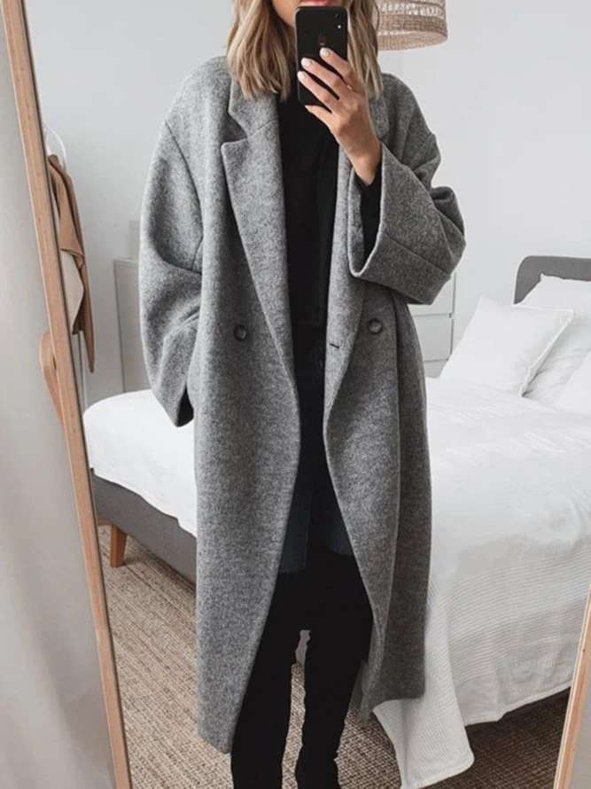 Giuliana™ | Damer Lang Trenchcoat med Vide Ærmer og Elegant Krave