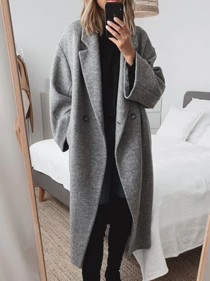 Giuliana™ | Damer Lang Trenchcoat med Vide Ærmer og Elegant Krave