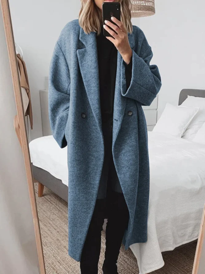 Giuliana™ | Damer Lang Trenchcoat med Vide Ærmer og Elegant Krave