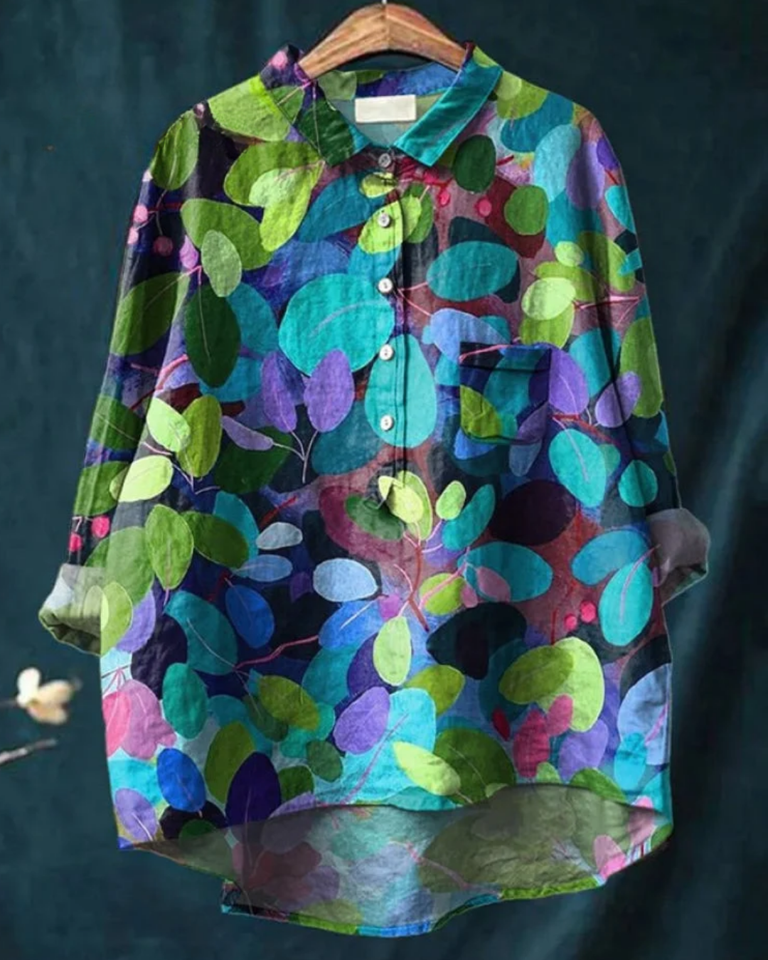 Zahara | Bohemian Bluse Dame | Let Sommerbluse | Lange Ærmer | Kunstnerisk Blomsterprint | Løstsiddende & Åndbar